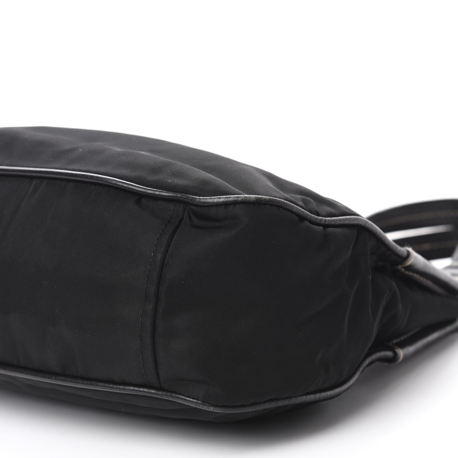 Prada Tessuto Light Nylon Vitello Daino Shoulder Bag Black 7 of 11