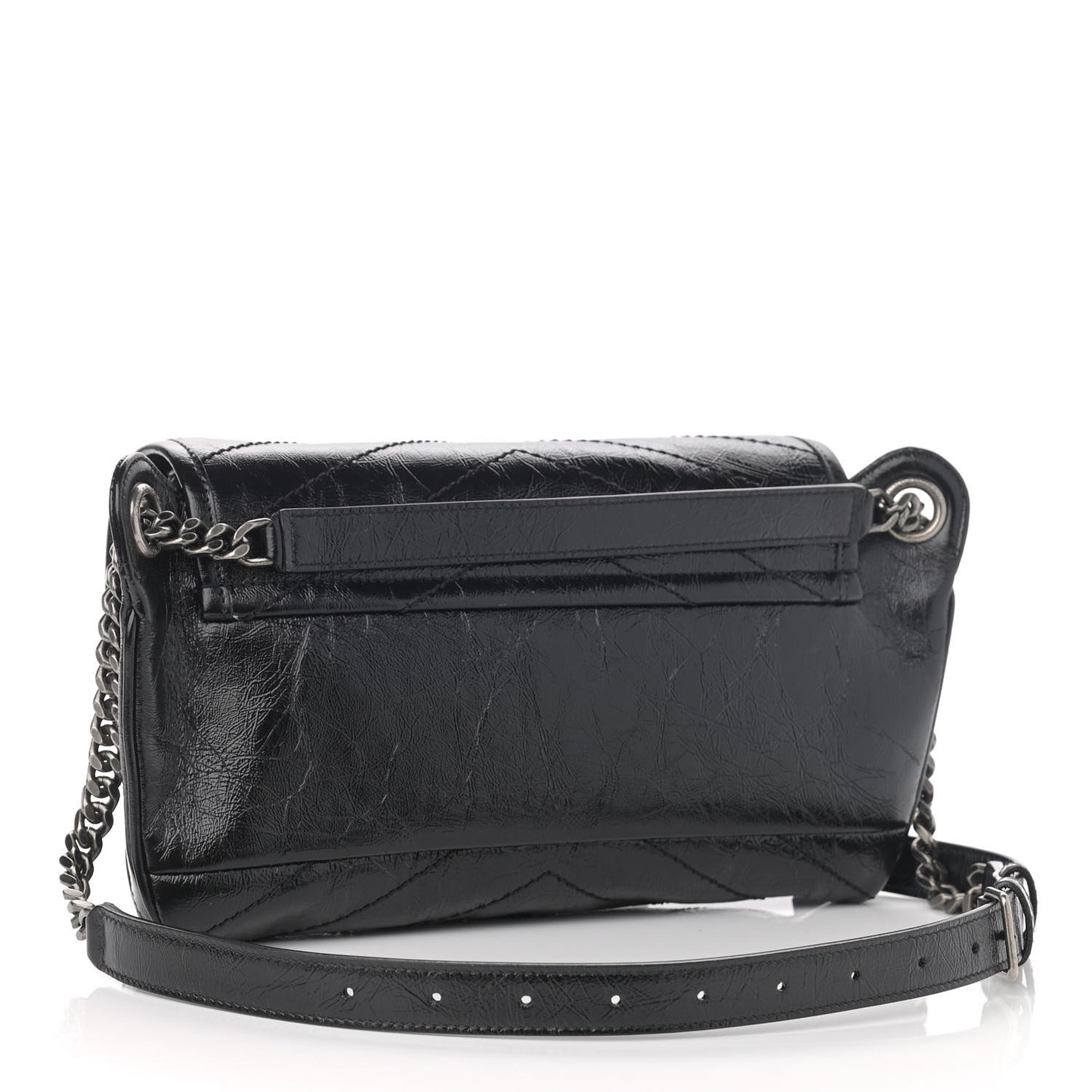 Crinkled Calfskin Matelasse Monogram Niki Body Bag Black