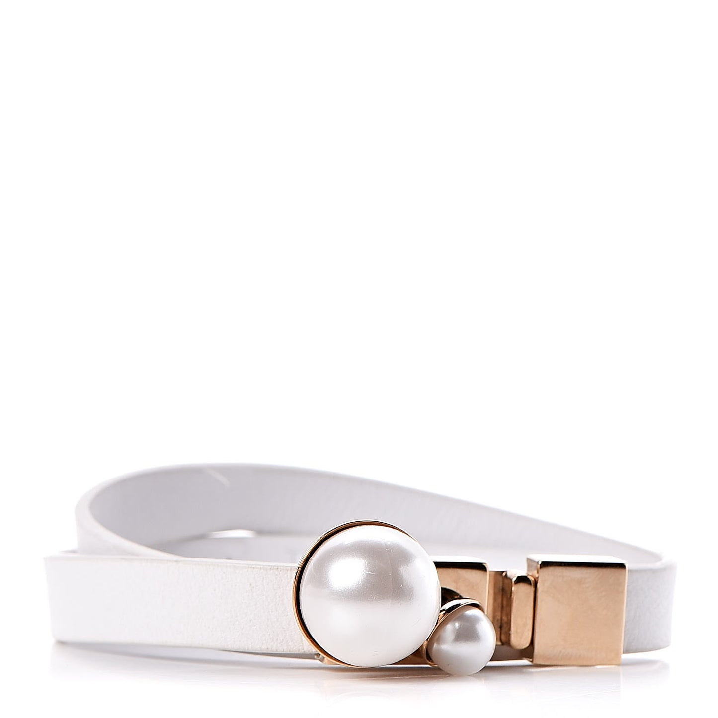Calfskin Pearl Double Bracelet M White
