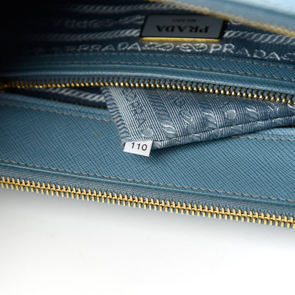 Prada Saffiano Small Galleria Double Zip Tote Aviazione 9 of 14