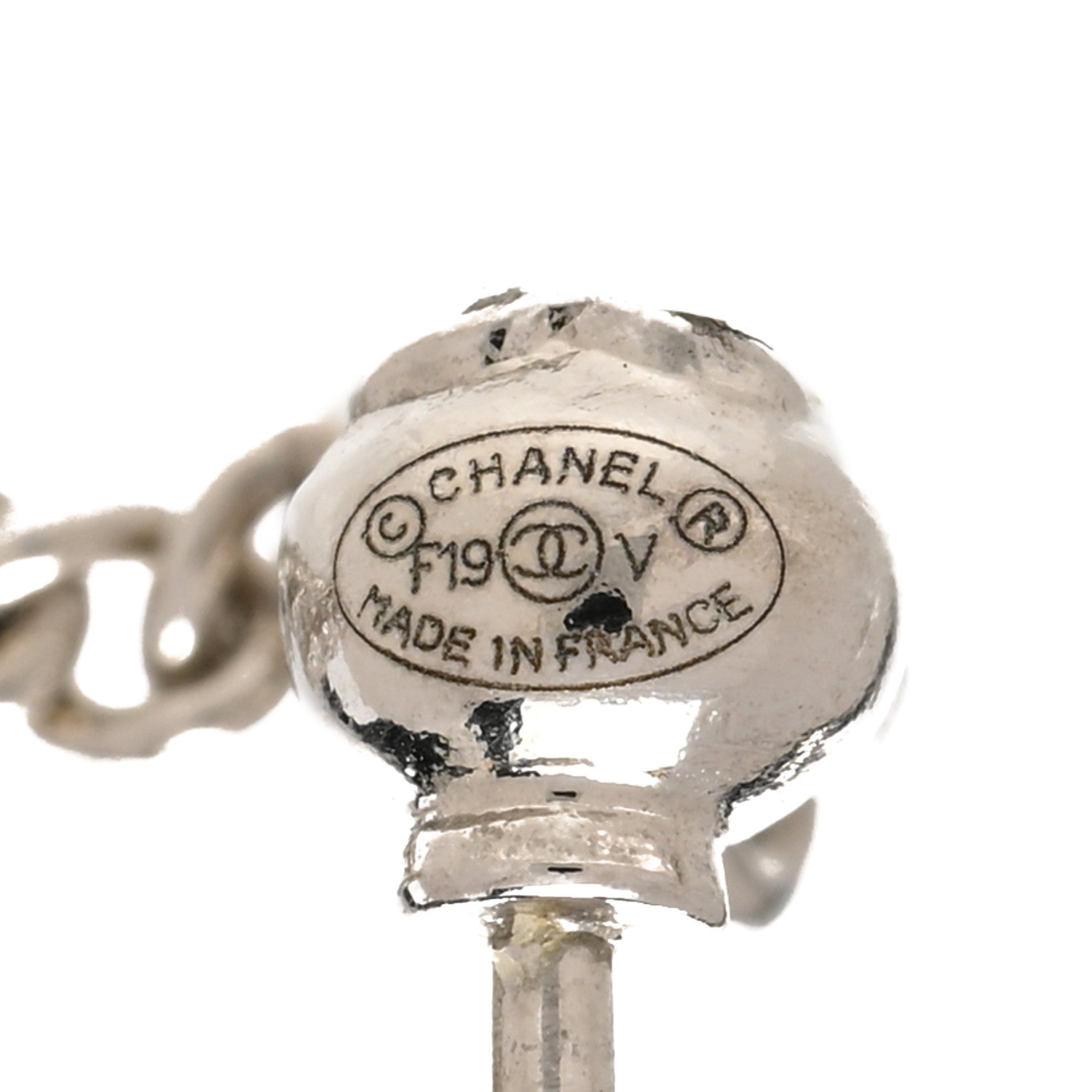 Chanel Baguette Crystal CC Drop Earrings Silver 4 of 4