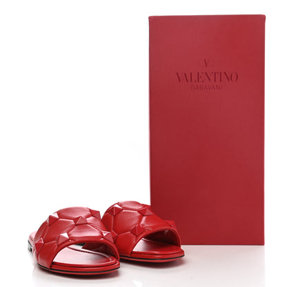 Valentino Garavani Nappa Monochrome Roman Stud Flat Slide Sandals 36.5 Rouge Pur 9 of 9