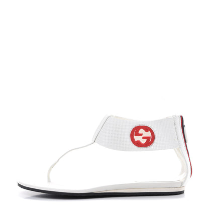 Gucci Calfskin GG Zip Thong Sandals 37 White 1 of 8
