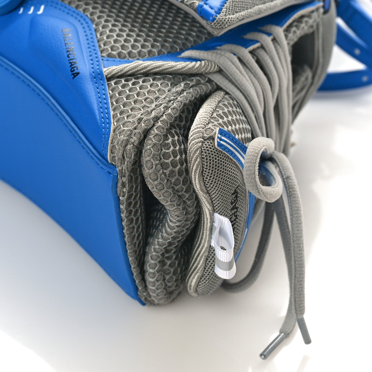 Faux Calfskin Fabric Small Sneakerhead Top Handle Bag Blue Grey