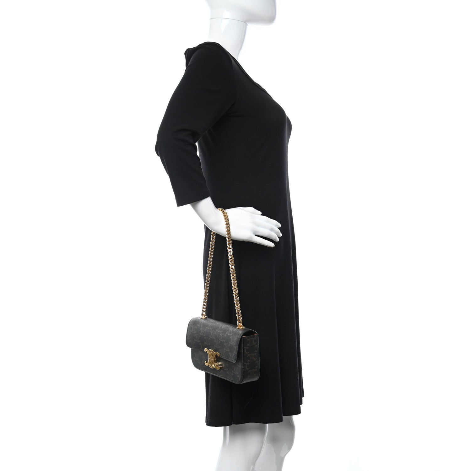 Celine Triomphe Canvas Chain Shoulder Bag Tan 2 of 11