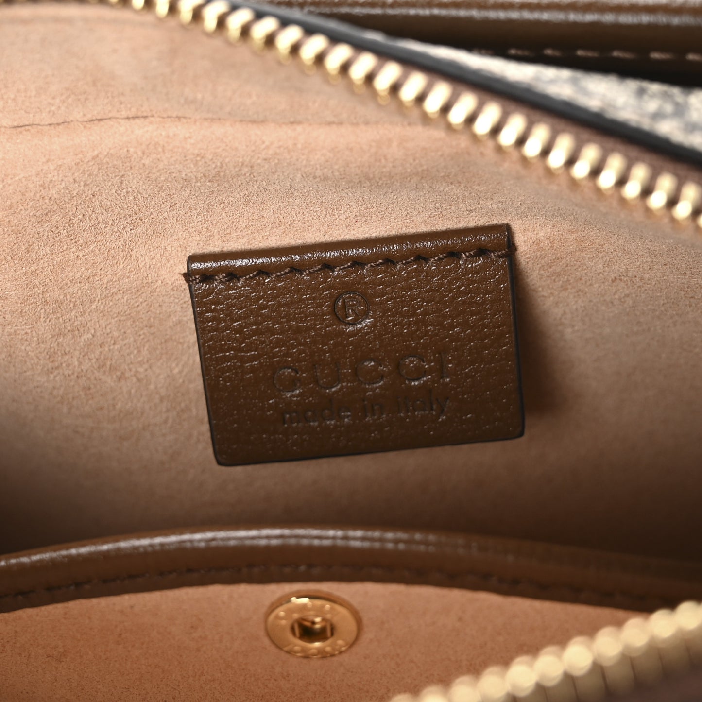 GG Supreme Monogram Azalea Calfskin Mini Retro Interlocking G Shoulder Bag Beige Ebony Brown Sugar