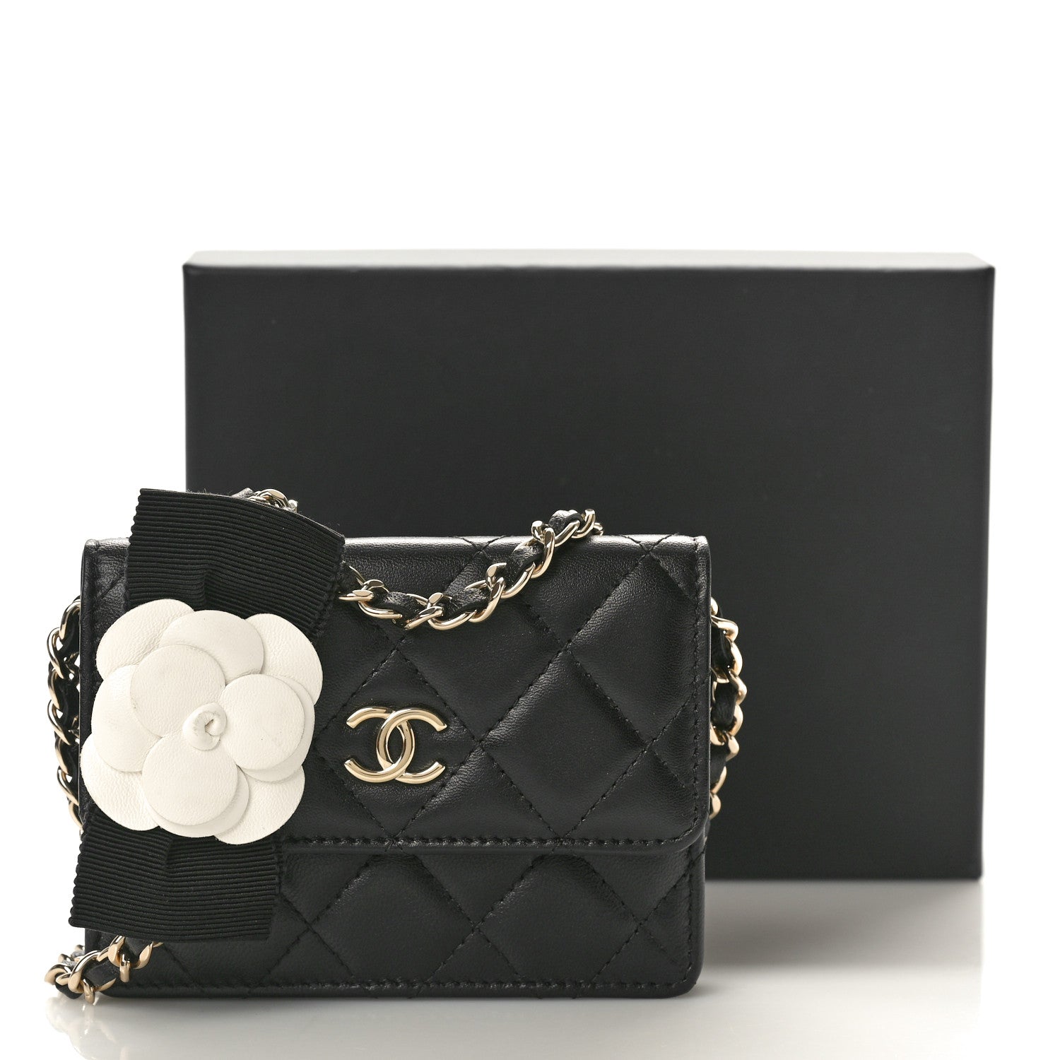 Chanel Lambskin Quilted My Chanel Lady Card Holder On Chain Black 11 of 11