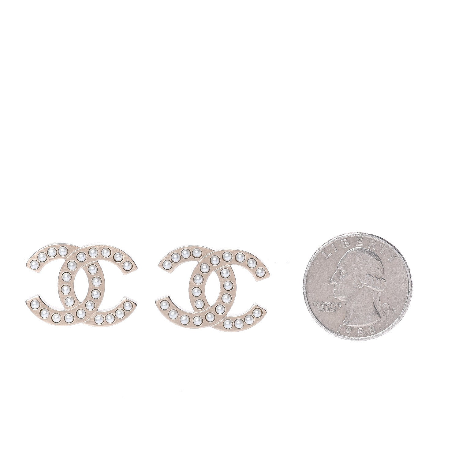 Chanel Pearl CC Earrings Light Gold 2 of 4