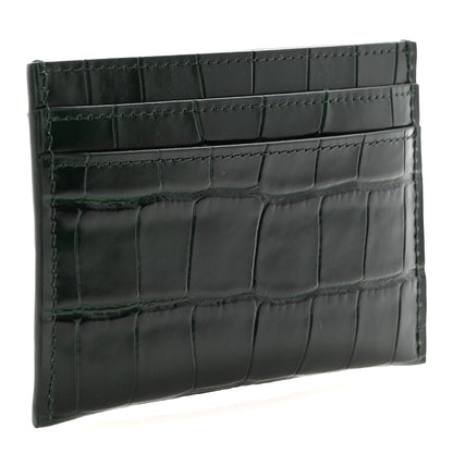 Chanel Calfskin Crocodile Embossed Crococo Card Holder Emerald 3 of 8