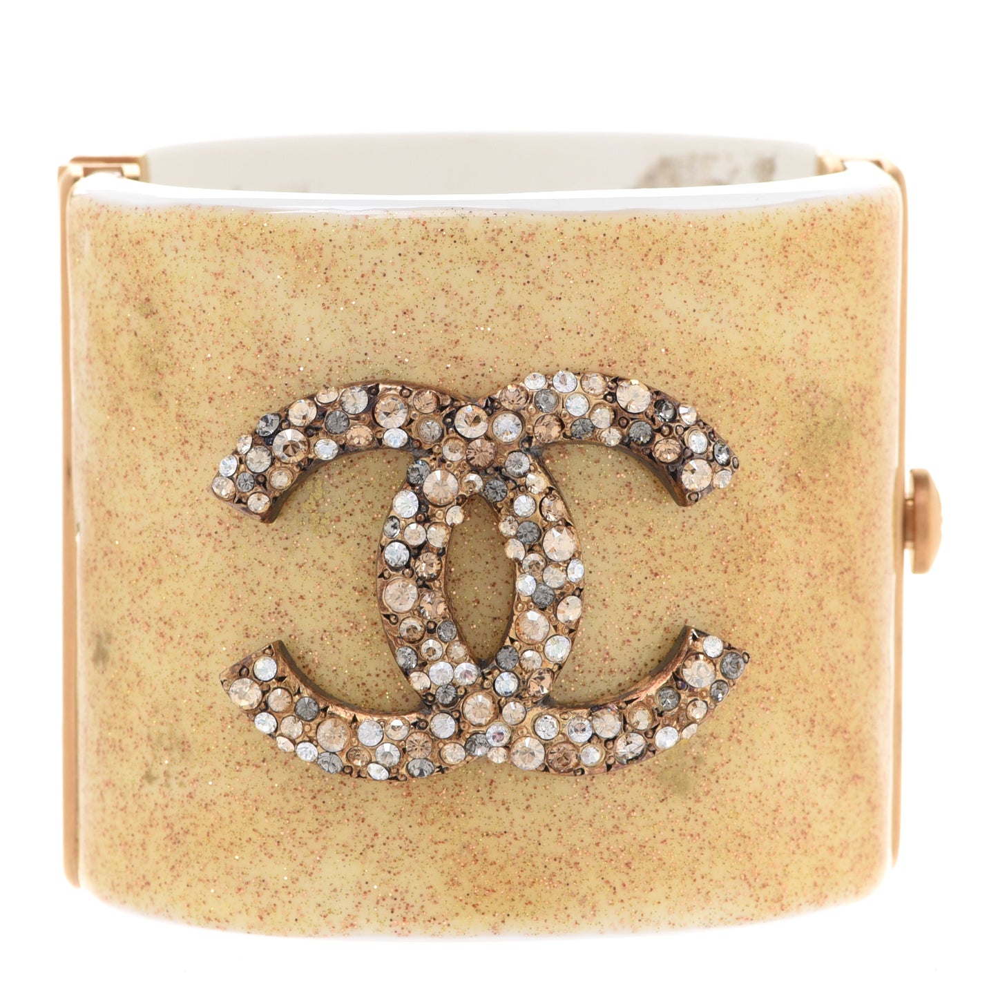Resin Crystal CC Cuff Gold Glitter White