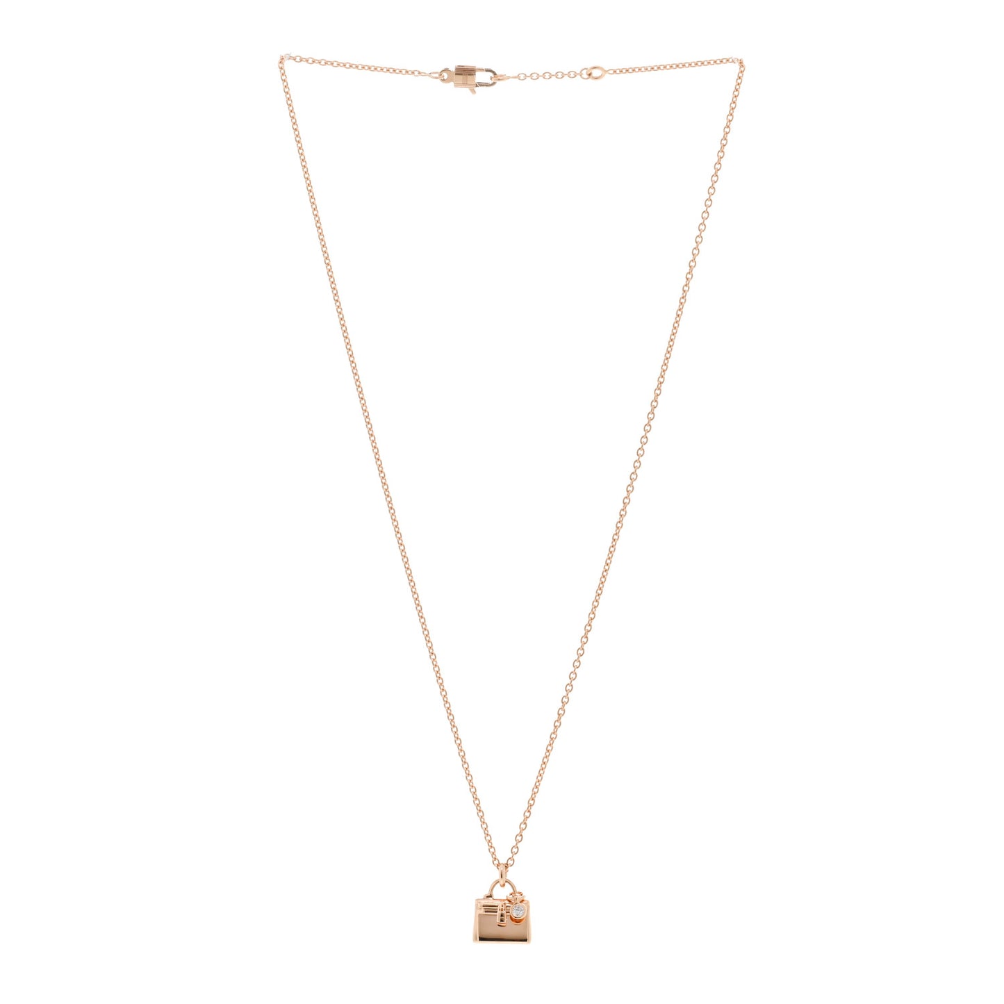 18K Rose Gold Diamond Birkin Pendant Necklace