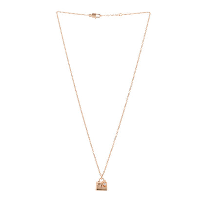 Hermes 18K Rose Gold Diamond Birkin Pendant Necklace 3 of 5