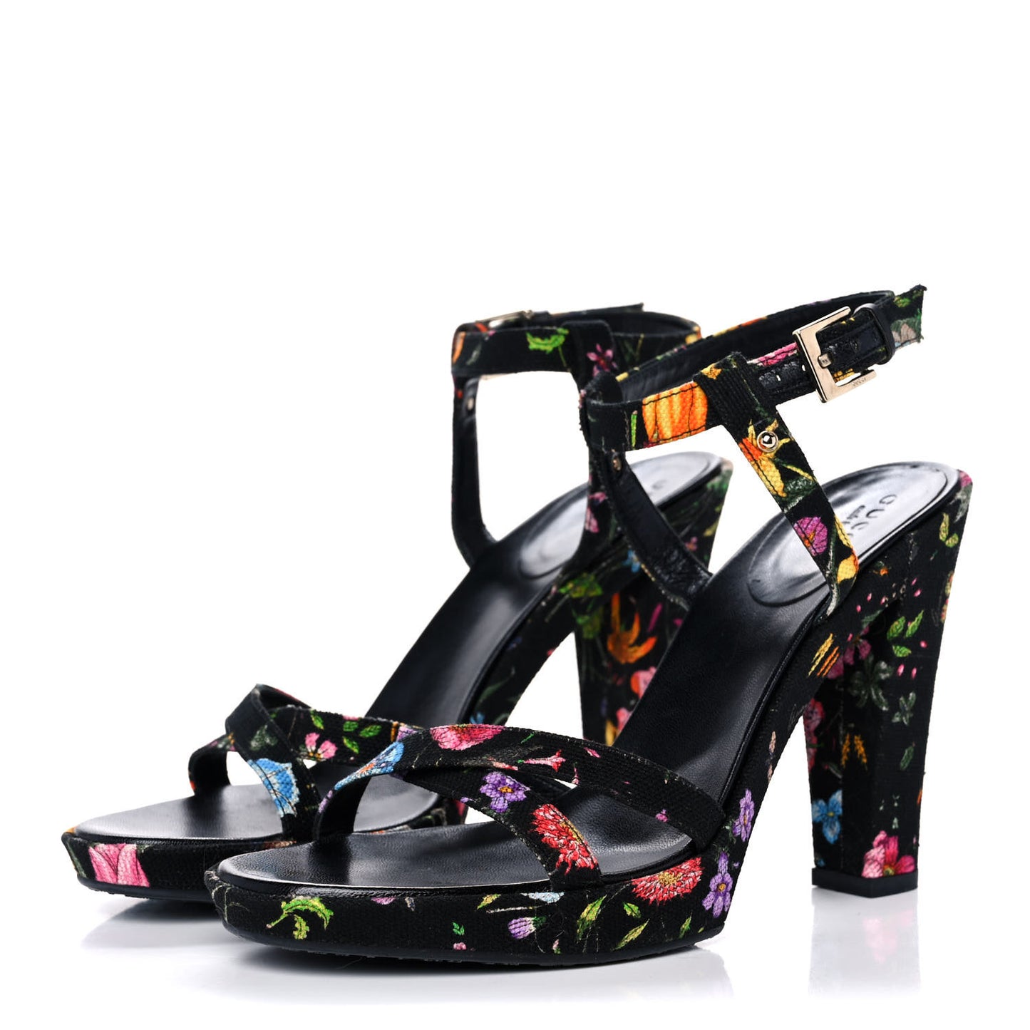 Canvas Flora High Heel Sandals 8.5 Black