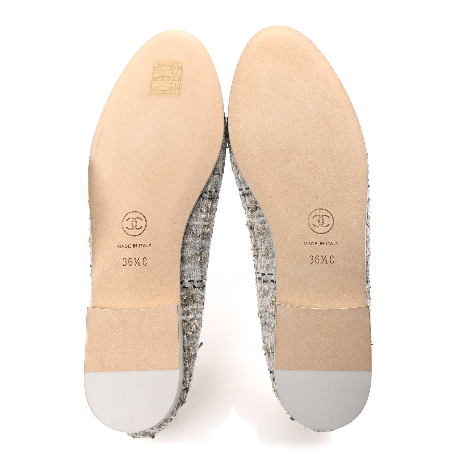 Chanel Cotton Tweed Grosgrain Cap Toe Ballerina Flats 36.5 Grey 6 of 10