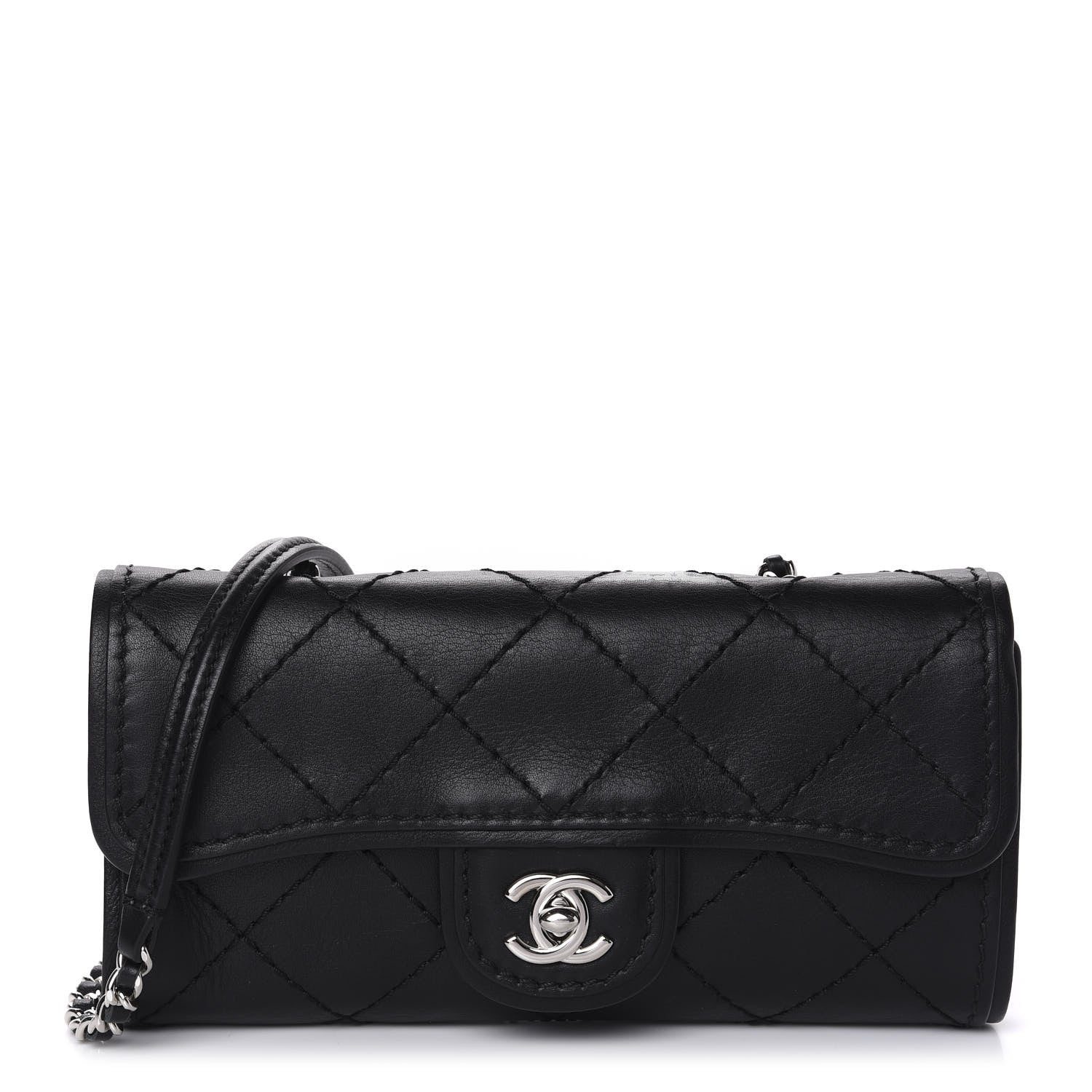 Chanel Calfskin Stitched Clutch Flap Black 1 of 14