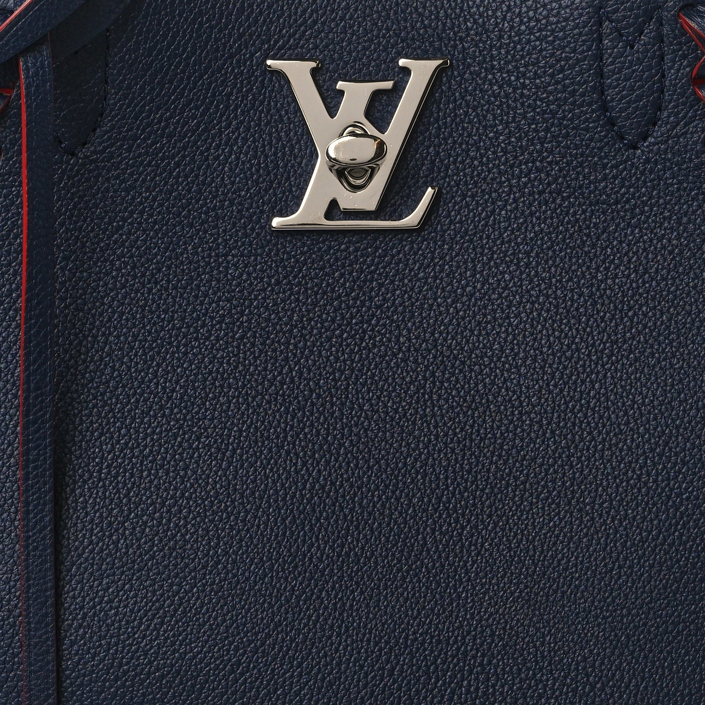 Calfskin Braided Lockme Cabas Marine Rouge