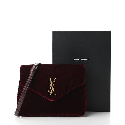 Saint Laurent Velvet Y Quilted Monogram Toy Loulou Chain Satchel Light Burgundy 11 of 11