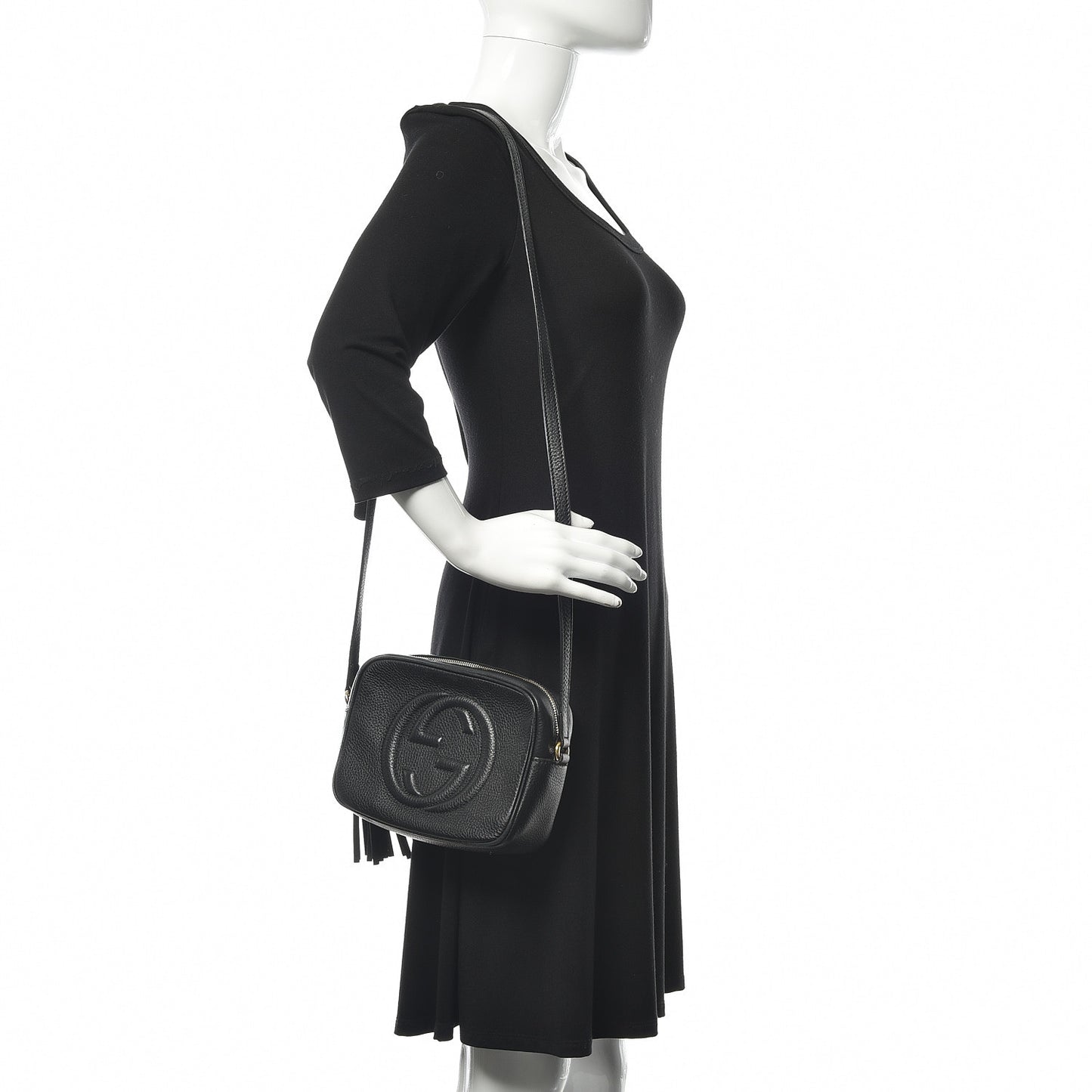 Pebbled Calfskin Small Soho Disco Bag Black