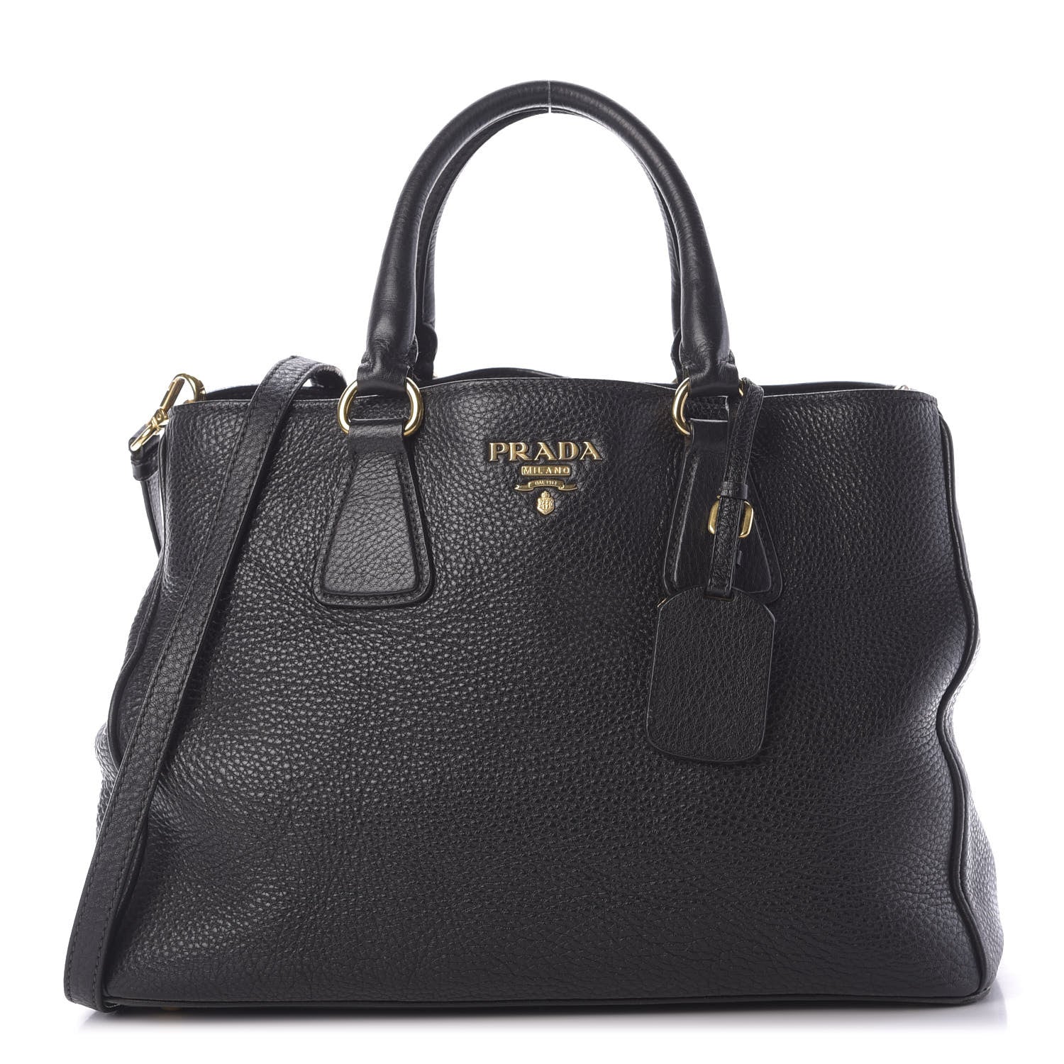 Prada Vitello Daino Tote Black 1 of 9