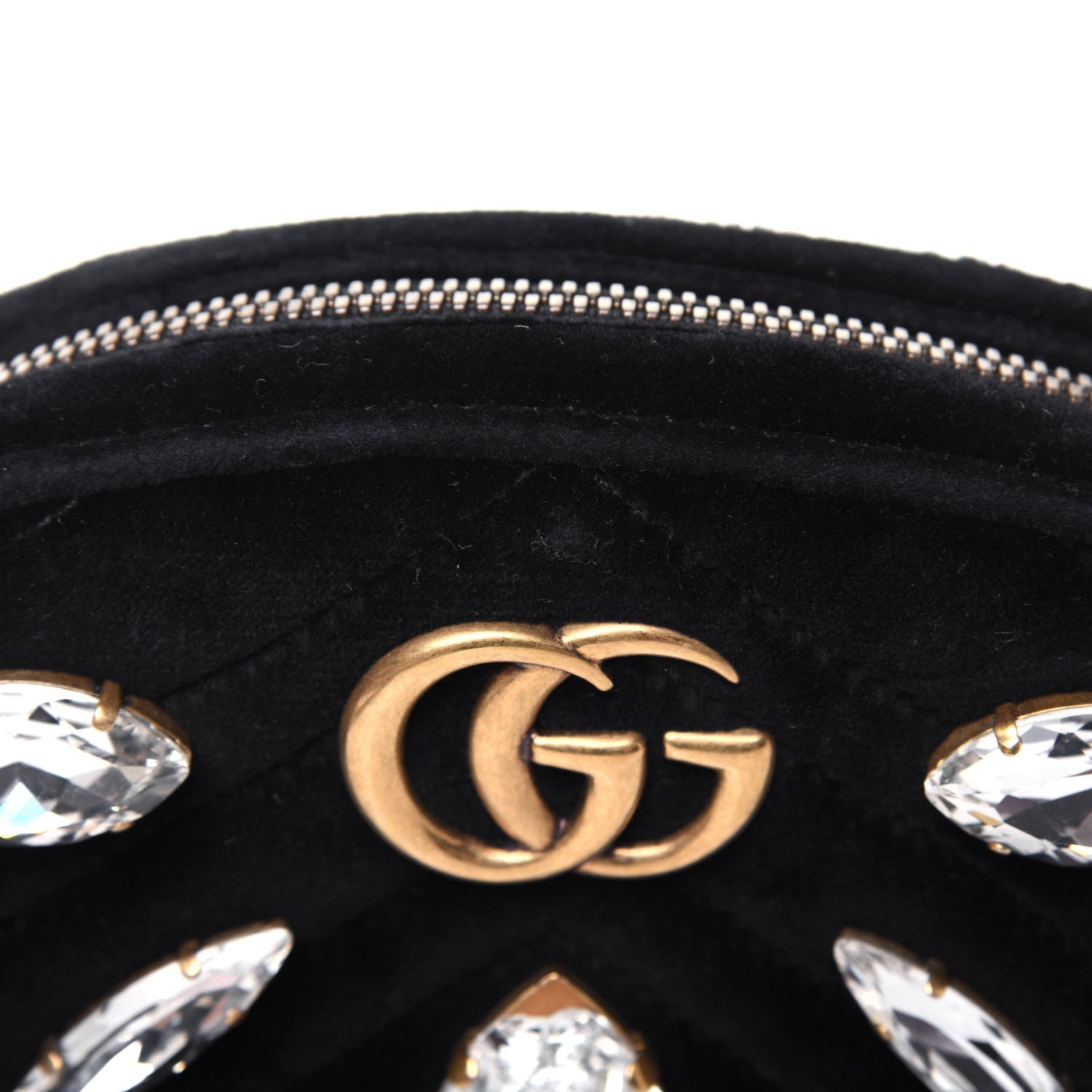 Gucci Velvet Matelasse Marquise Crystals GG Marmont Belt Bag 75 30 Black 19 of 20
