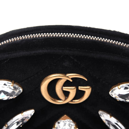 Gucci Velvet Matelasse Marquise Crystals GG Marmont Belt Bag 75 30 Black 19 of 20