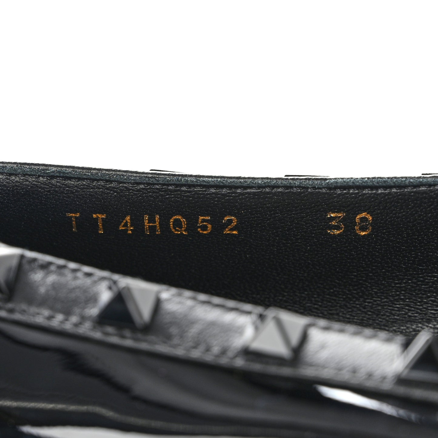 Patent Tonal Rockstud Bow Ballerina Flats 38 Black