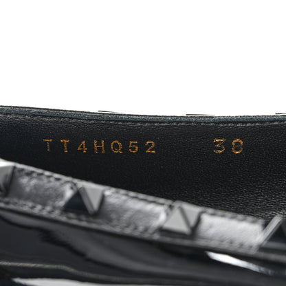 Valentino Garavani Patent Tonal Rockstud Bow Ballerina Flats 38 Black 8 of 9