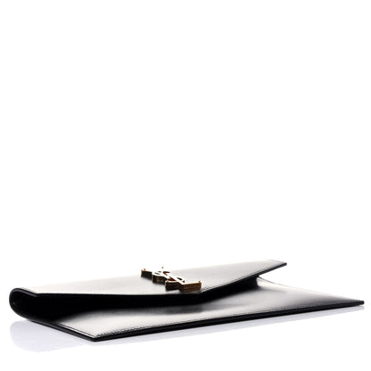 Saint Laurent Smooth Shiny Calfskin Monogram Uptown Pouch Black 3 of 4