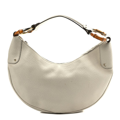 Gucci Pebbled Calfskin Bamboo Ring Hobo Ivory 1 of 10