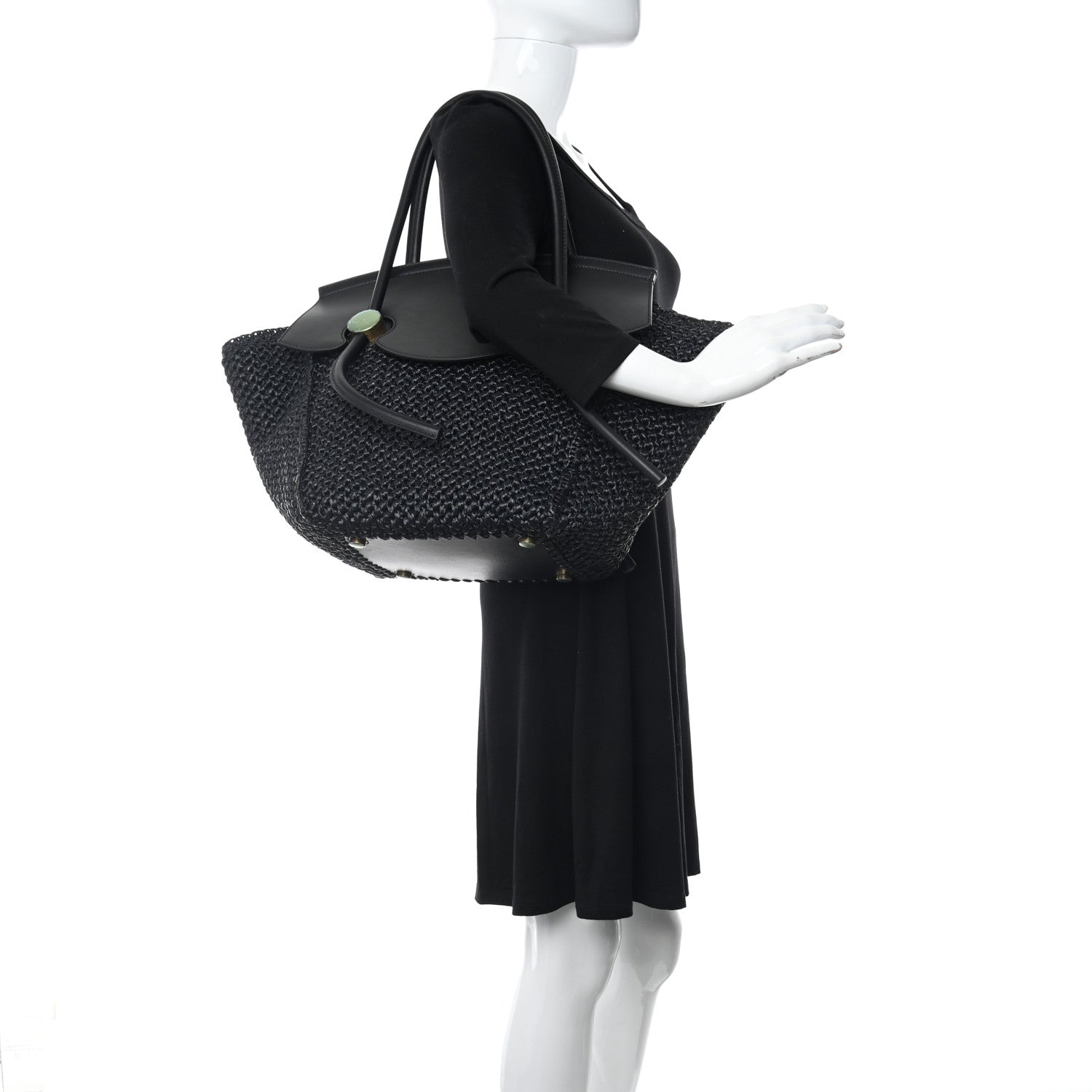 Proenza Schouler Raffia Calfskin Pipe Bag Black 2 of 10