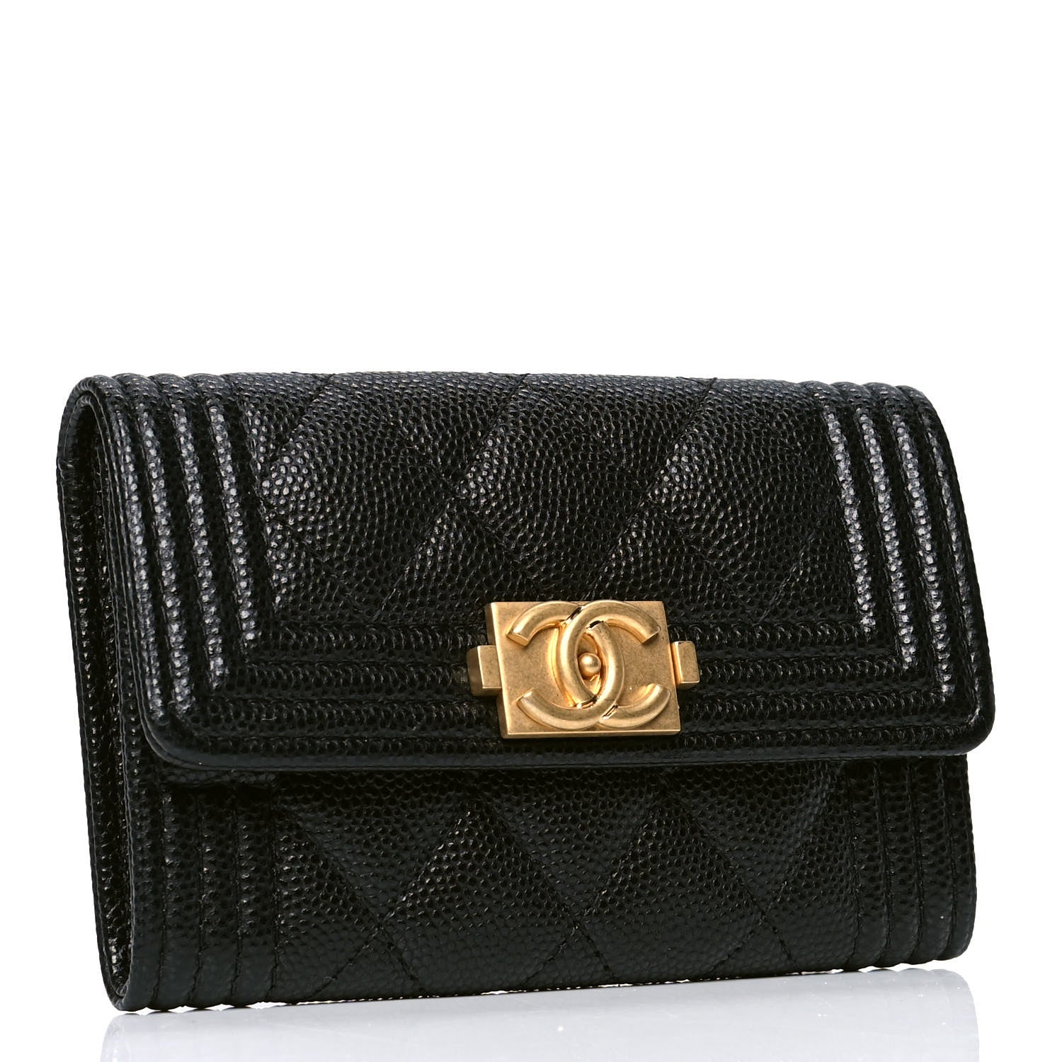 Chanel Caviar Quilted Boy Flap Card Holder Black 2 of 4