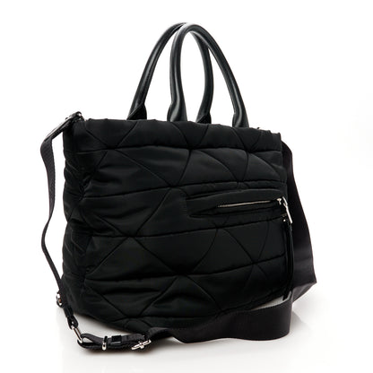 Prada Re-Nylon Nappa Triangle Quilted Padded Small Double Handled Zip Tote Black 3 of 11
