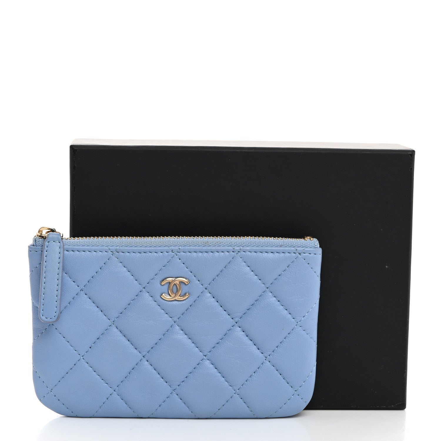 Chanel Lambskin Quilted Small Cosmetic Case Light Blue 8 of 8