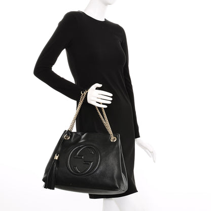 Gucci Pebbled Calfskin Medium Soho Chain Shoulder Bag Black 2 of 7