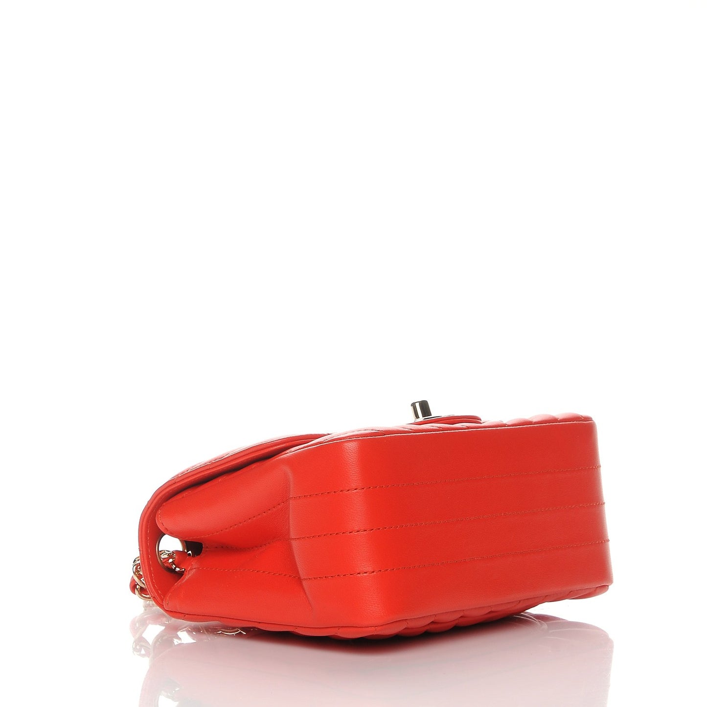 Lambskin Chevron Quilted Mini Square Flap Red