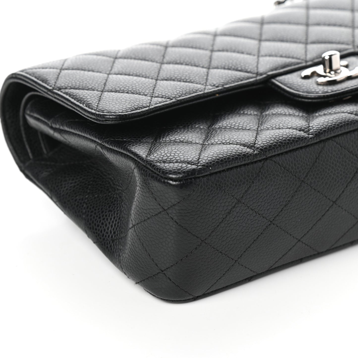 Caviar Quilted Medium Double Flap Black