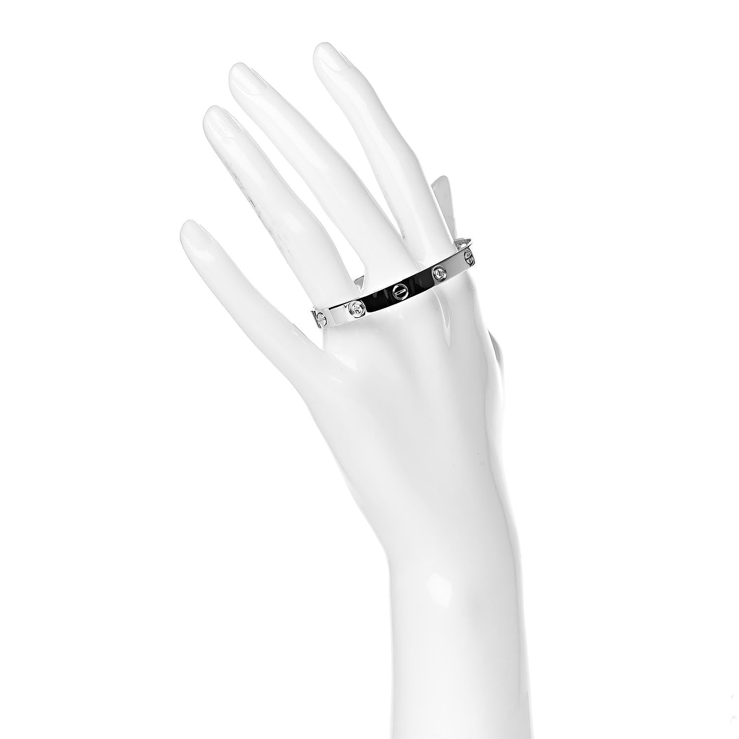 Cartier 18K White Gold 6 Diamond LOVE Bracelet 16 2 of 6