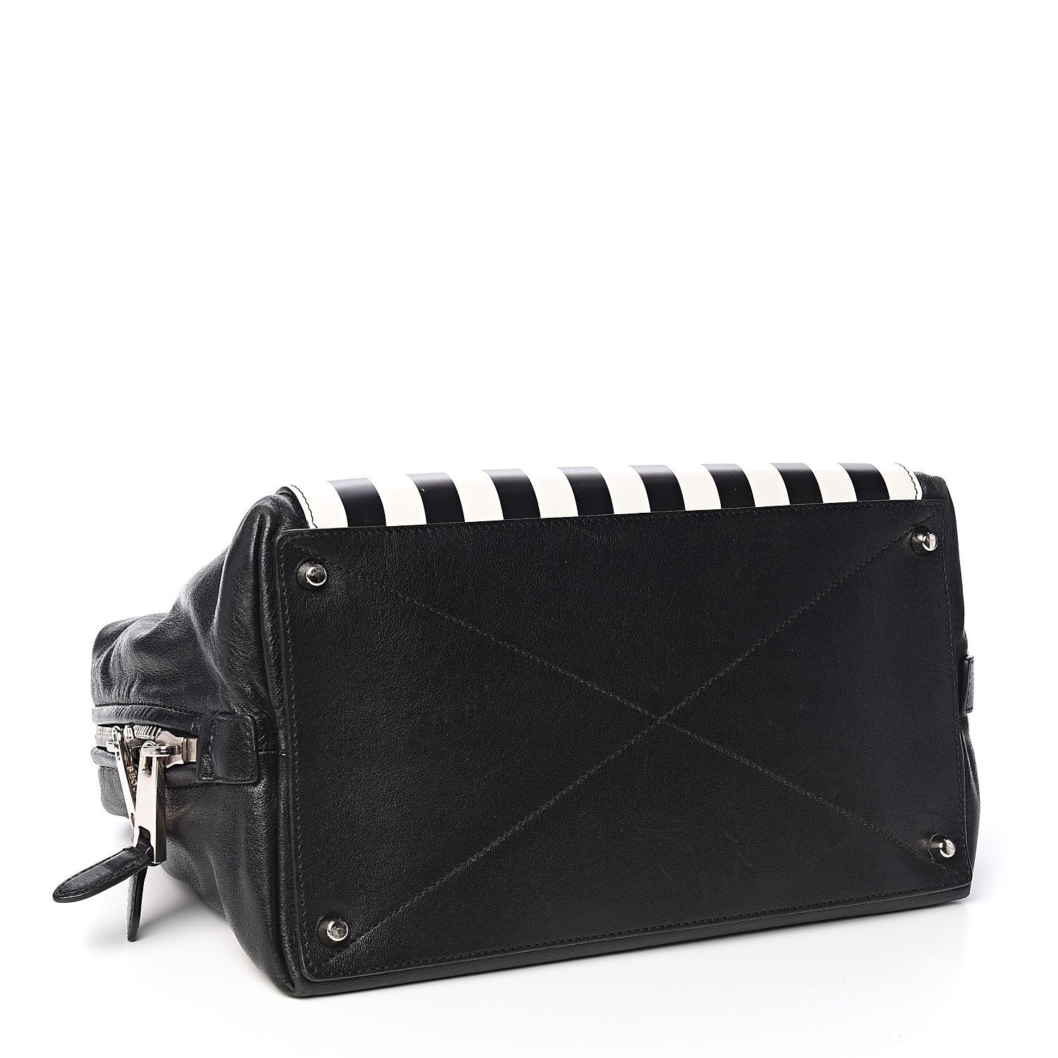 Marc Jacobs Calfskin Striped Antonia Satchel Black White 3 of 9