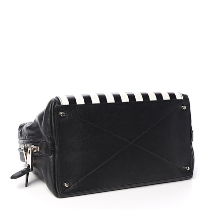 Marc Jacobs Calfskin Striped Antonia Satchel Black White 3 of 9