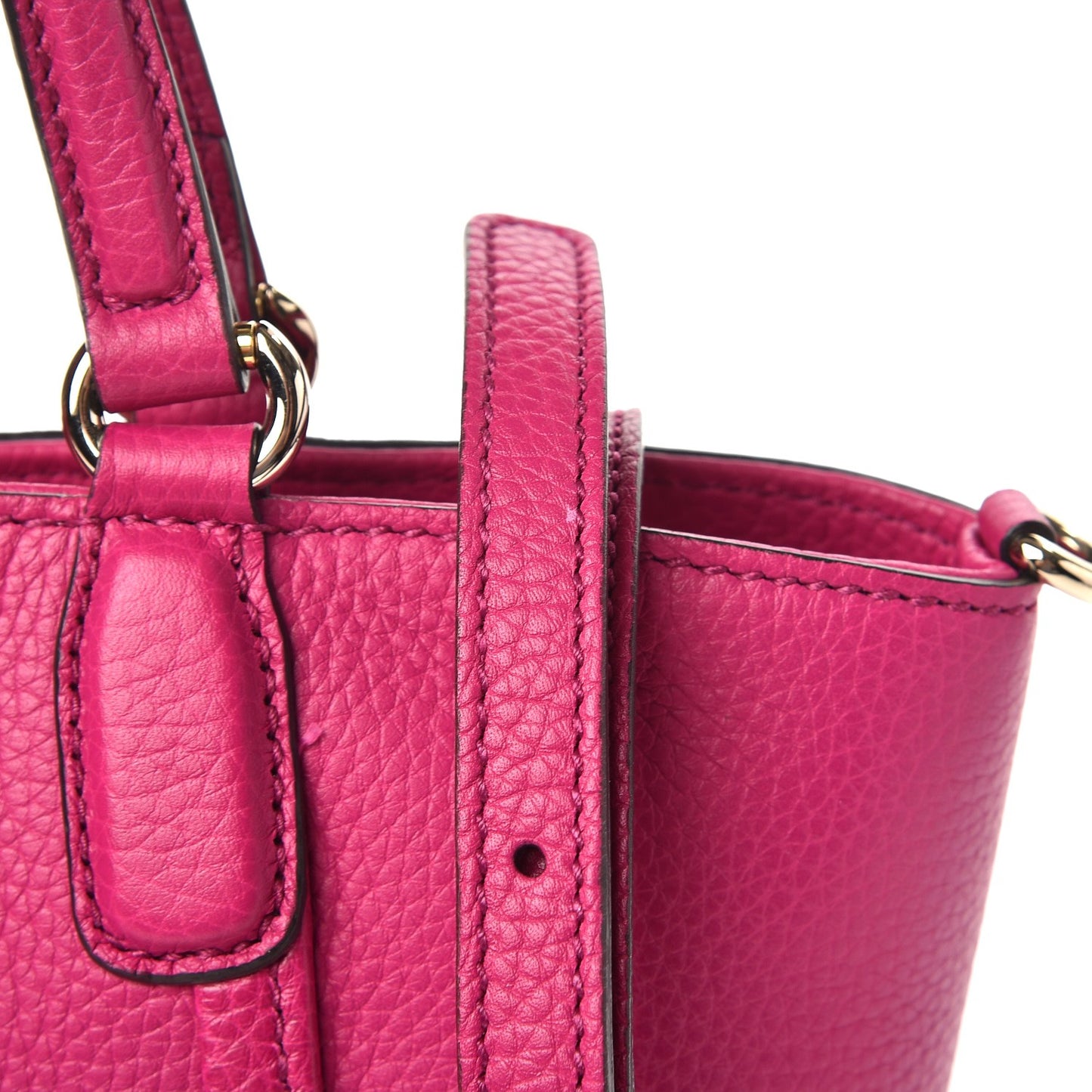Pebbled Calfskin Small Soho Top Handle Bag Bright Bougainvillea