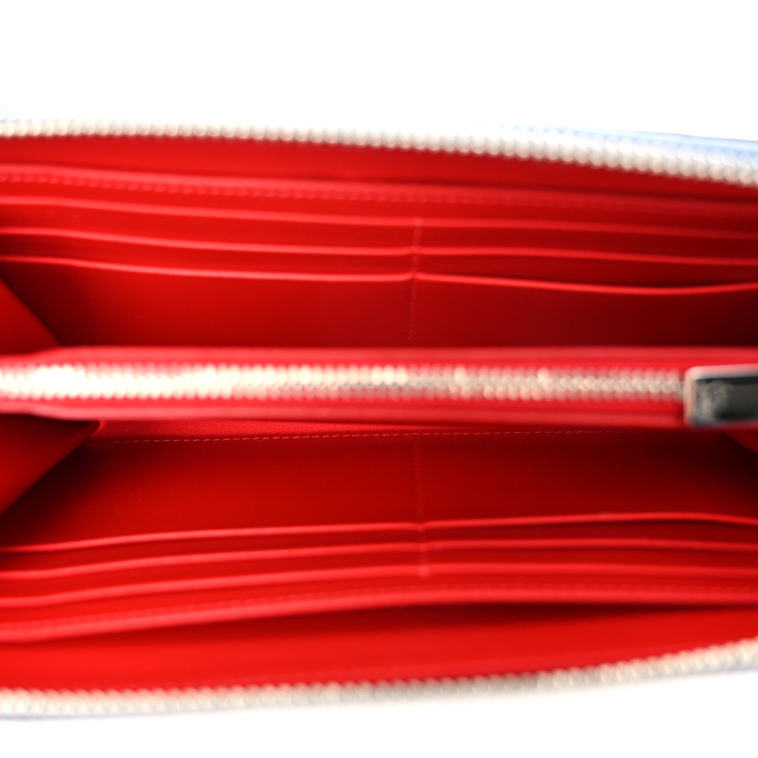 Christian Louboutin Metallic Calfskin Tie Dye Spiked Zip Around Wallet Silver 5 of 12