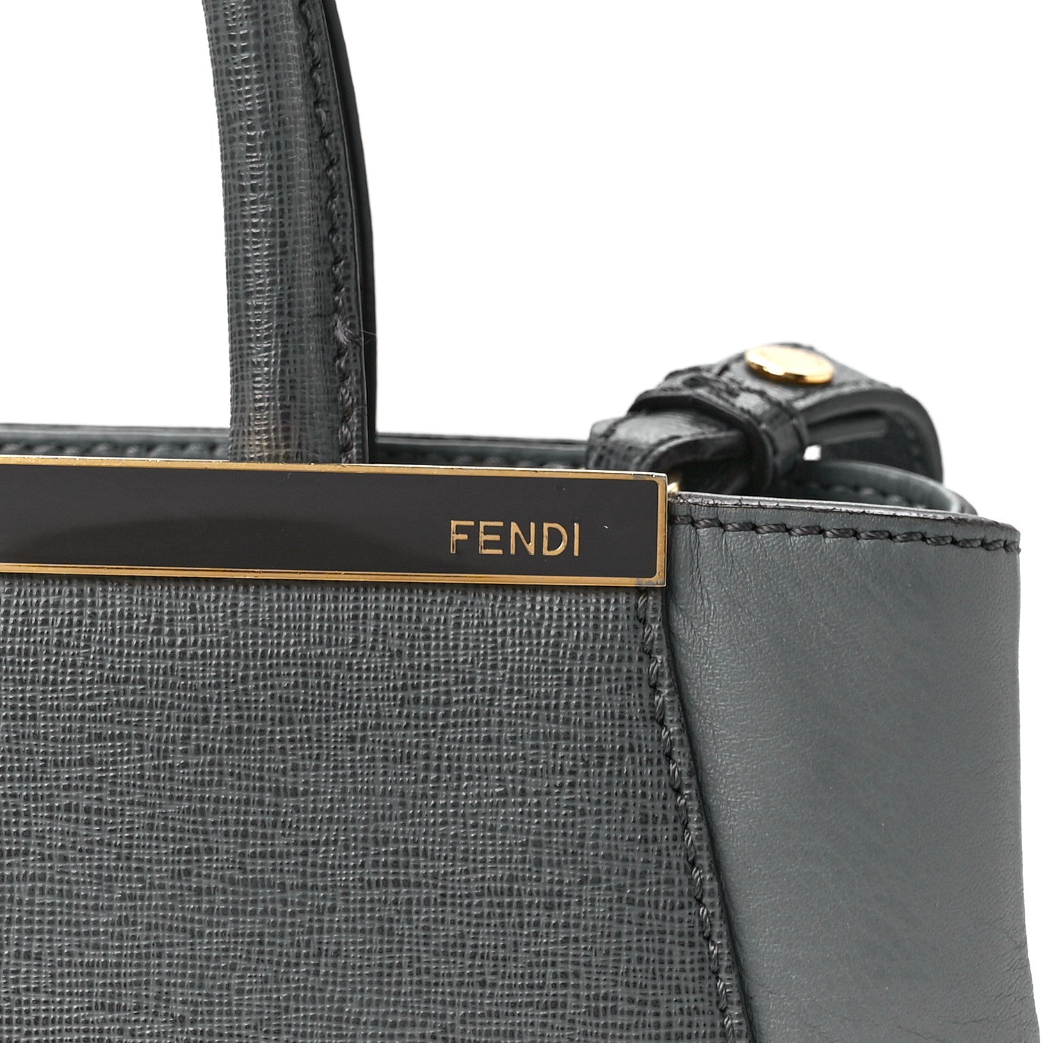 Fendi Vitello Elite Petite 2Jours Tote Grey 7 of 12