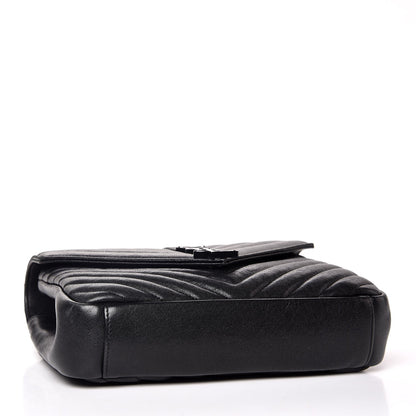 Saint Laurent Sheepskin Matelasse Chevron Monogram Medium College Bag Black 5 of 13