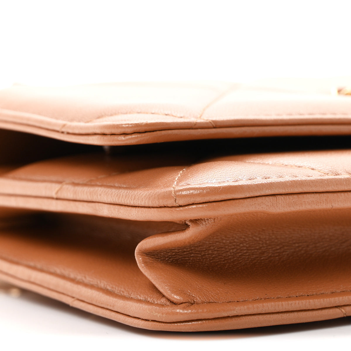 Lambskin Quilted Chanel 19 Wallet On Chain WOC Brown