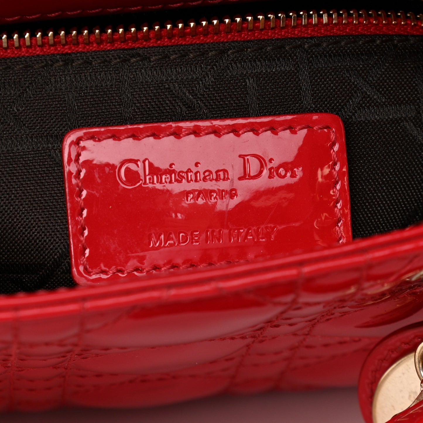 Patent Cannage Mini Lady Dior Red