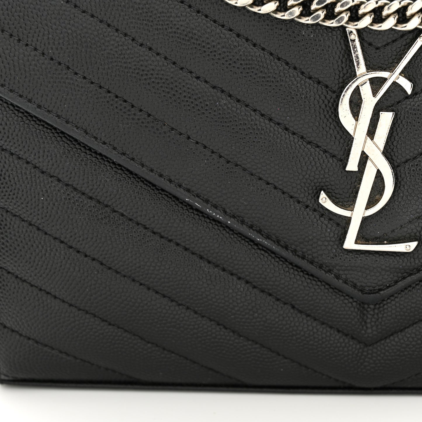 Grain De Poudre Matelasse Chevron Monogram Chain Wallet Black