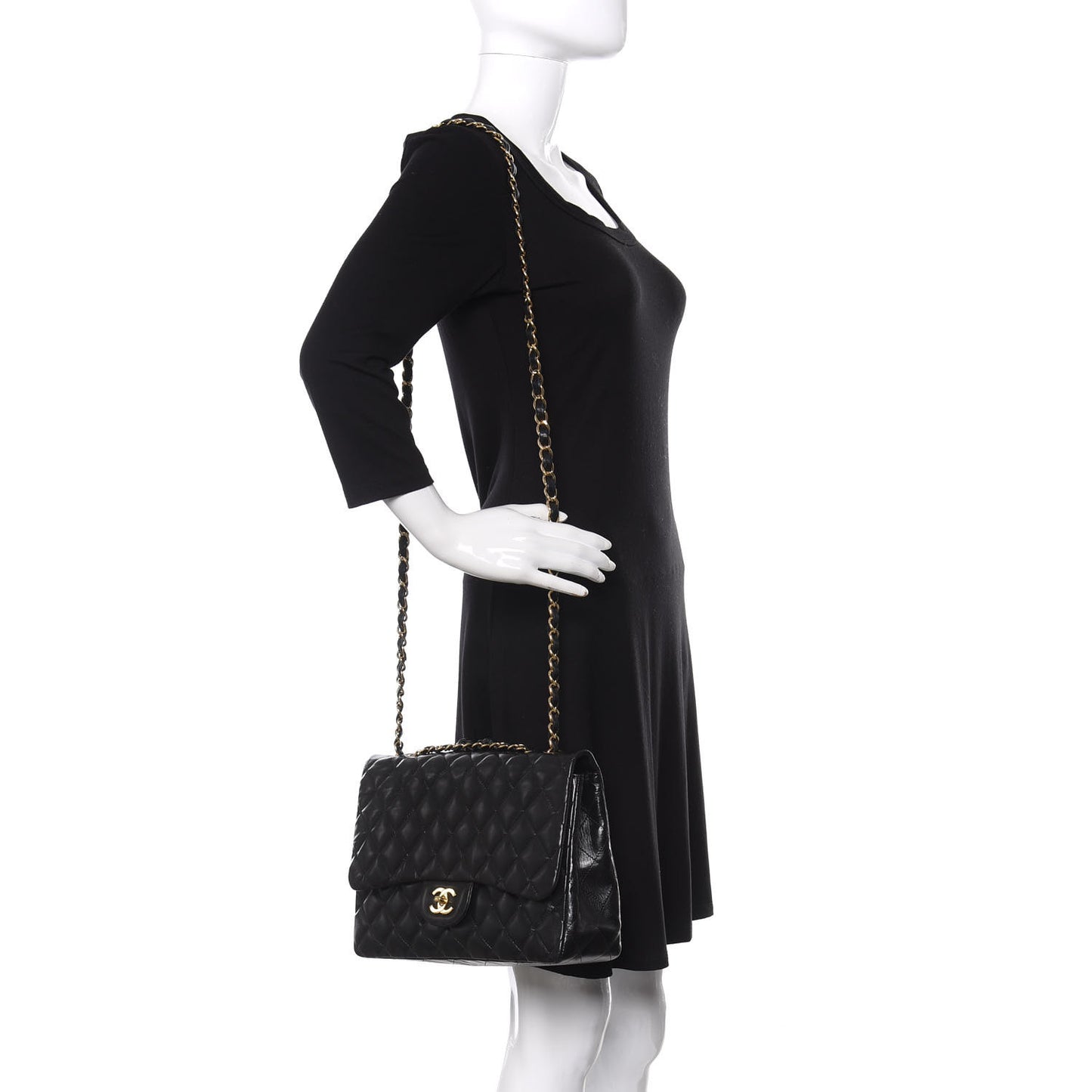Lambskin Quilted Jumbo Single Flap Black