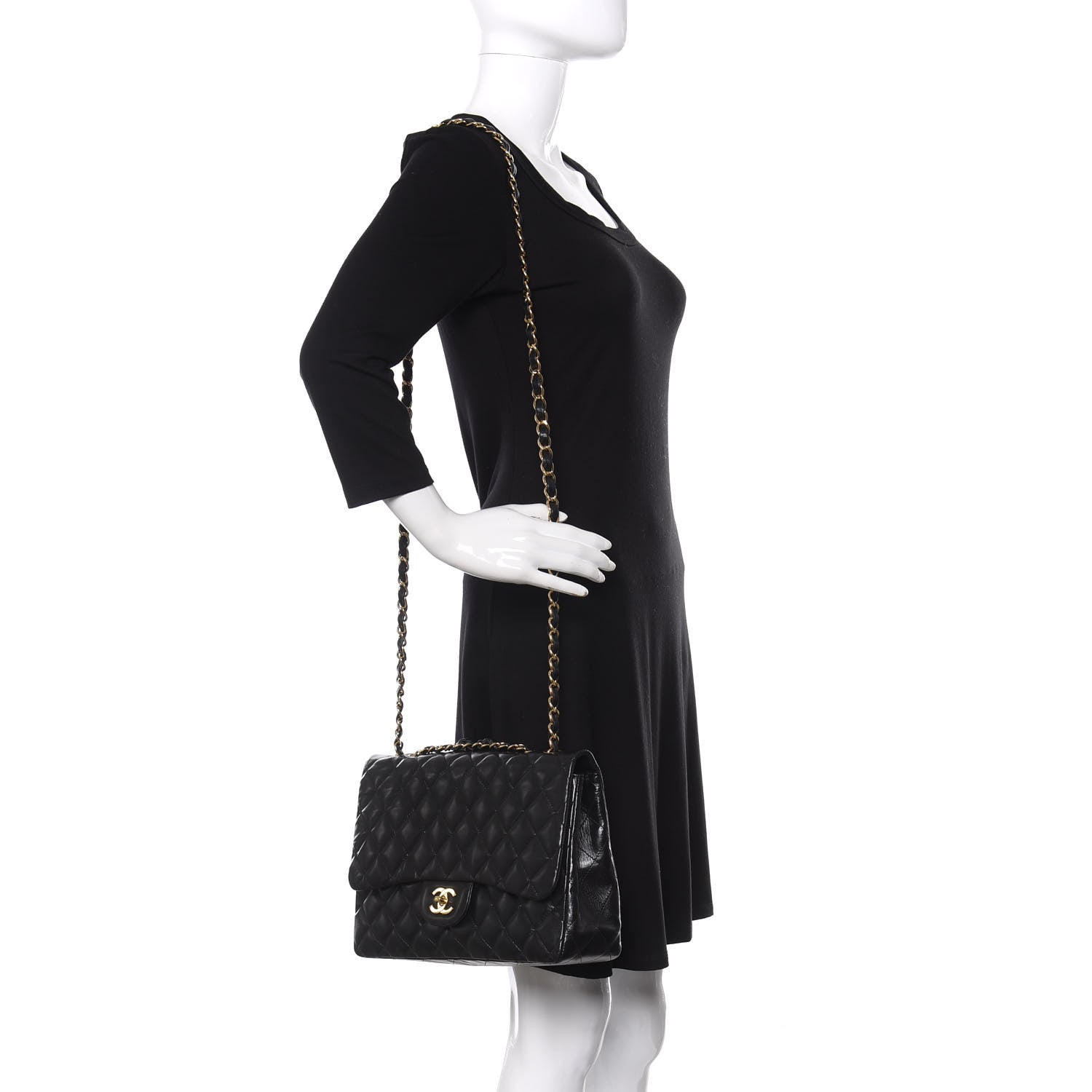 Chanel Lambskin Quilted Jumbo Single Flap Black 2 of 14