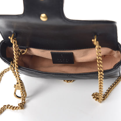 Gucci Calfskin Matelasse Super Mini GG Marmont Shoulder Bag Black 5 of 10