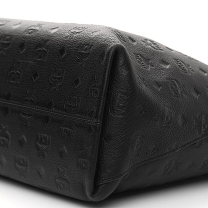 MCM Calfskin Ottomar Monogram Medium Klara Shopper Tote Black 10 of 12